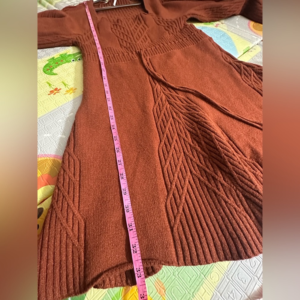 Free People Emmaline Long Sleeve Sweater Dress Cinnamon L Ptp 14 super stretchy - Picture 12 of 12